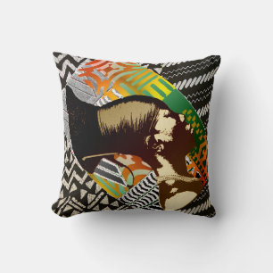Afrocentric Folk Art Throw Pillow