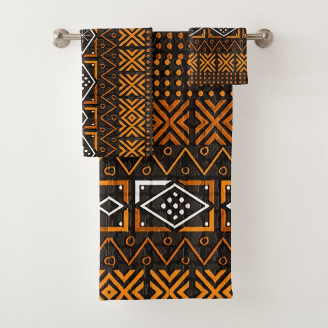 Afrocentric Folk Pattern Bath Towel Set (Insitu)