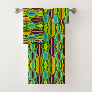 Afrocentric Geometric Cowrie Shells Bath Towel Set