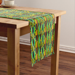 Afrocentric Geometric Cowrie Shells Short Table Runner