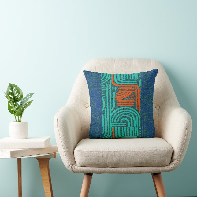 Afrocentric Geometric Graphic Motif Throw Pillow (Creator Uploaded)