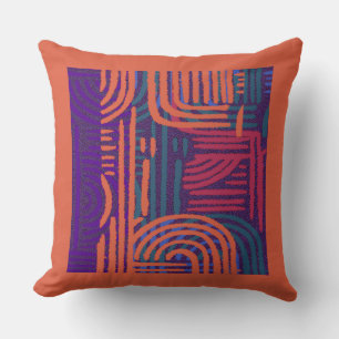 Afrocentric Geometric Graphic Motif Throw Pillow