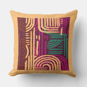 Afrocentric Geometric Graphic Motif Throw Pillow