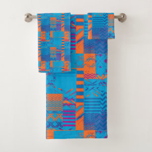 Afrocentric Geometric Print Bath Towel Set