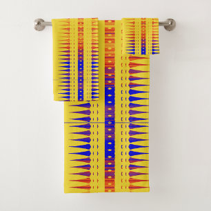 Afrocentric Geometric Print Bath Towel Set