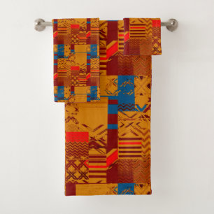 Afrocentric Geometric Print Bath Towel Set