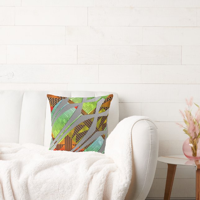 Afrocentric Harmony: Multicolor Geometric Throw Pillow (Creator Uploaded)