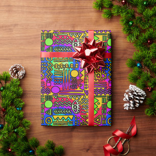  Afrocentric Holiday Bright Pastel Motif Design  Wrapping Paper