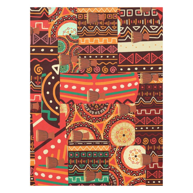 Afrocentric Kente Tribal Pattern decor  Tablecloth (Front)