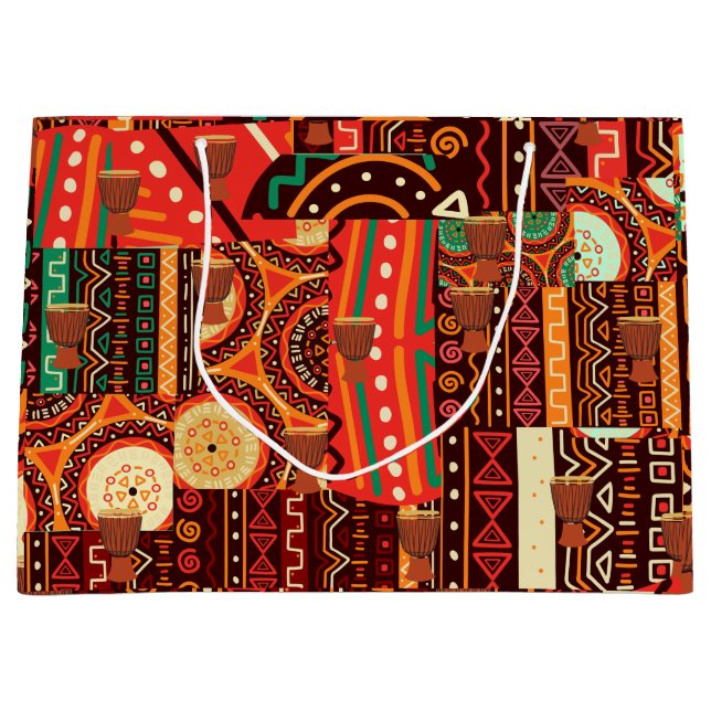 Afrocentric Kente Tribal Pattern Large Gift Bag (Front)