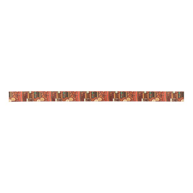 Afrocentric Kente Tribal Pattern  Satin Ribbon (Front)