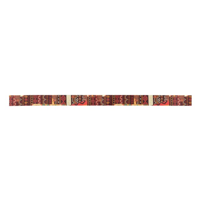 Afrocentric Kente Tribal Pattern  Satin Ribbon (Front)