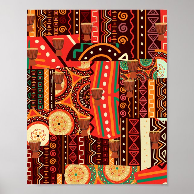 Afrocentric Kente Tribal Pattern  Throw Pillow Poster (Front)