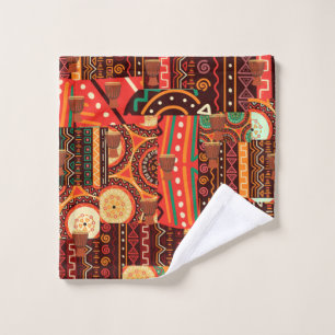 Afrocentric Kente Tribal Pattern Wash Cloth