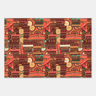 Afrocentric Kente Tribal Pattern  Wrapping Paper S