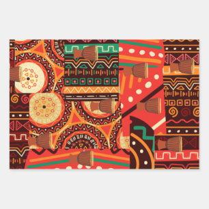 Afrocentric Kente Tribal Pattern  Wrapping Paper Sheet
