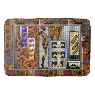 Afrocentric Motif Pattern Print Bath Mat