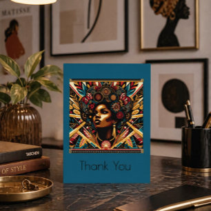 Afrocentric Portrait Bold Geometric Thank You Card