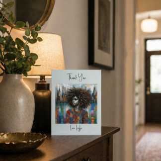 Afrocentric Portrait Modern Art Cityscape Colourfu Thank You Card