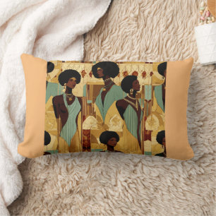 Afrocentric Renaissance Women Patterned Fabric- Lumbar Pillow
