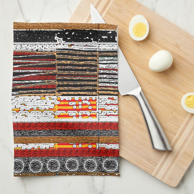 Afrocentric Rustic Patina  Kitchen Towel (Quarter Fold)