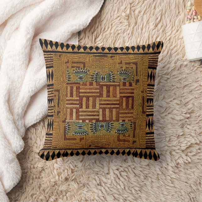 Afrocentric Tribal Motif Pattern Print  Throw Pillow (Blanket)