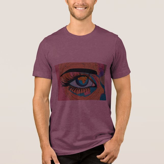 Afrocentric woman one eye closed and one eye close Tri-Blend shirt (Front)