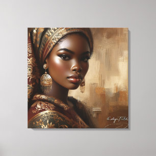 Afrocentric Woman Portrait: Elegant Home Decor
