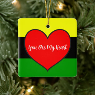 Afrocentric You Are My Heart Ceramic Ornament