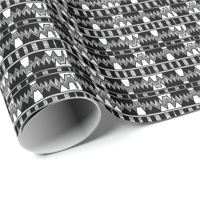 Afrofuturist Pattern Grey  Wrapping Paper (Roll Corner)