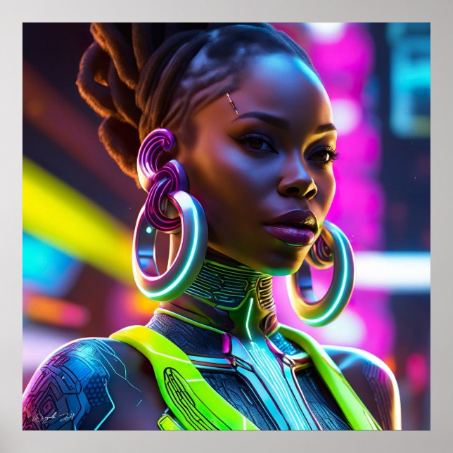 Afrofuturiste Africaine Poster d'Art Moderne (Devant)