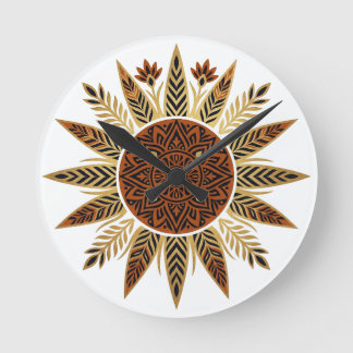 Afrohemian Sunburst Mandala Wall Clock