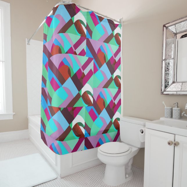 AfroUrban Geometric Pattern Shower Curtain (In Situ)