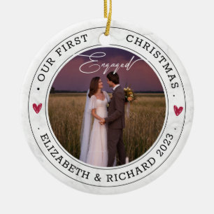 After Engaged Our First Merry Christmas Marble Day Ceramic Ornament