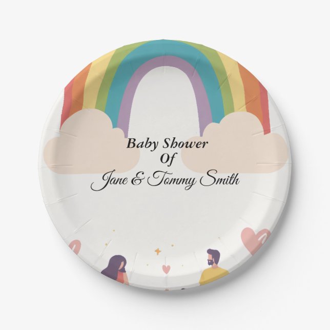  After Every Storm, There's a Rainbow Baby Shower Paper Plate (Front)
