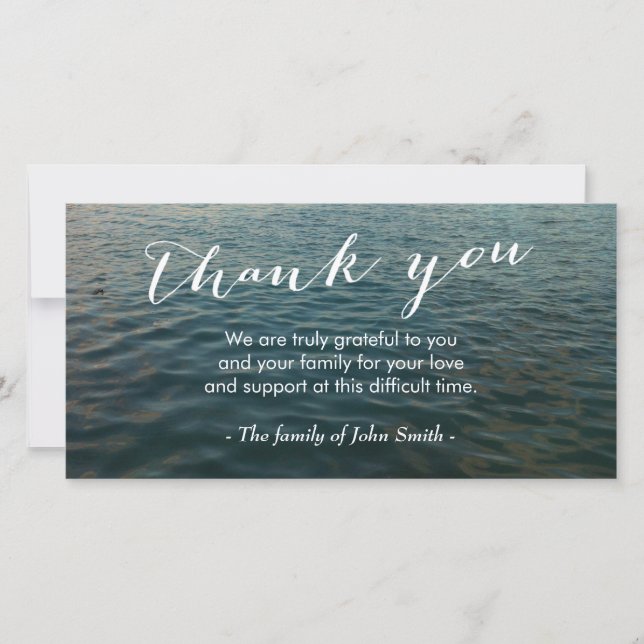 After Funeral Ocean Ripples Memorial Thank You Card (Front)