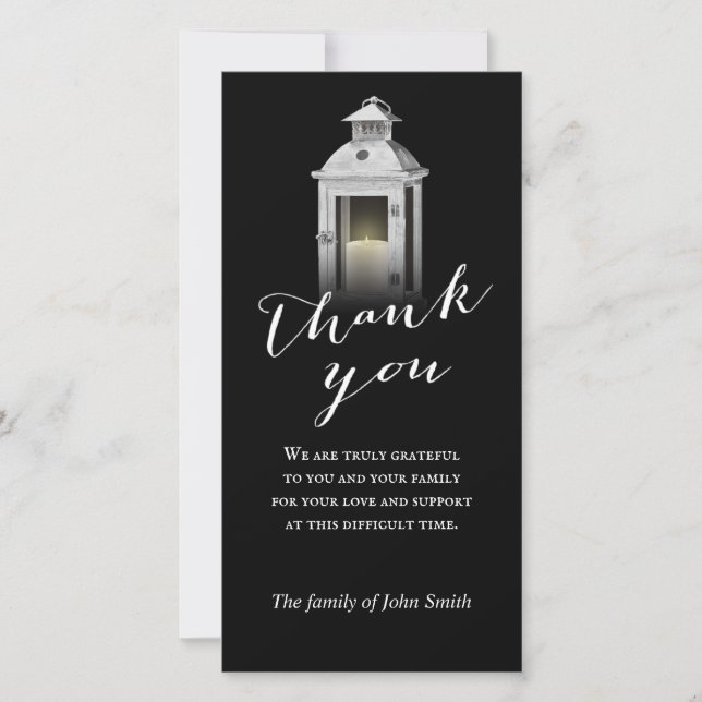 After Funeral Rustic Lantern Memorial Thank You Card (Front)