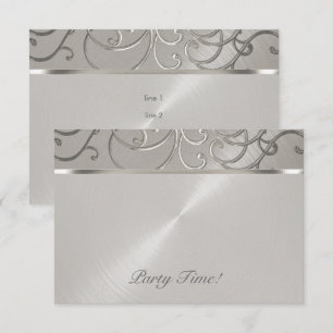 After Party Elegant All Silver Filigree Swirls Invitation