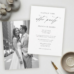 After Party Modern Minimalist Type Photo Wedding Invitation