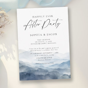 After Party Mountains Range Dusty Blue Wedding Invitation