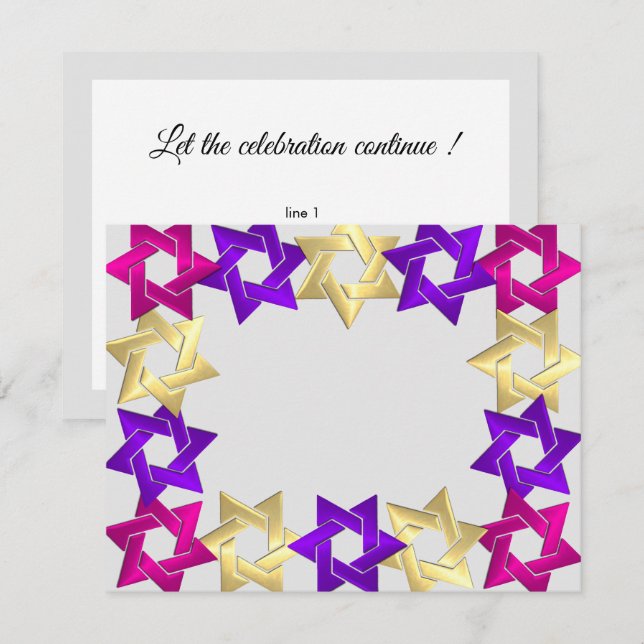 After Party Pink Gold Purple Star Any Colour RSVP (Front/Back)