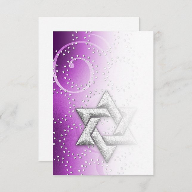 After Party Raspberry Shimmer Star of David Invitation (Front/Back)