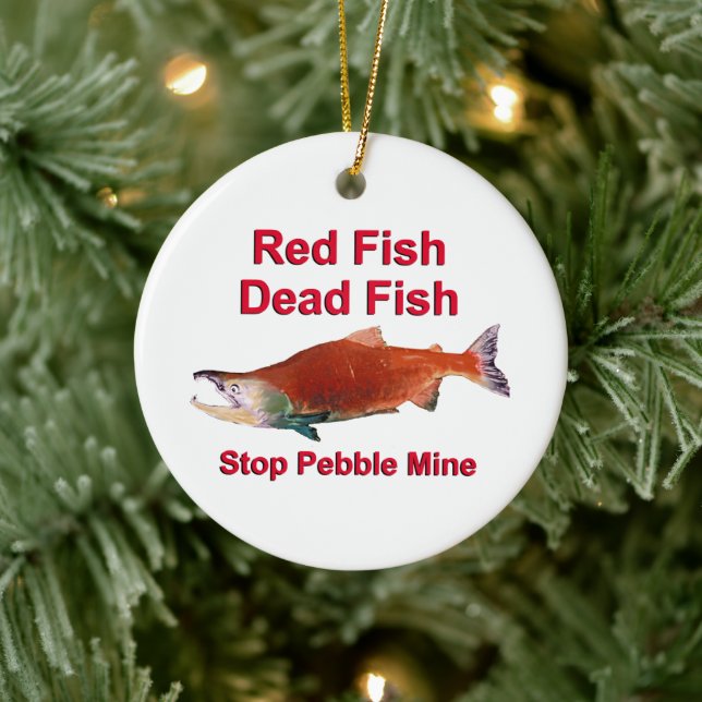 After Salmon - Stop Pebble Mine Ceramic Ornament (Tree)