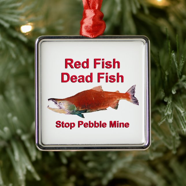 After Salmon - Stop Pebble Mine Metal Ornament (Tree)