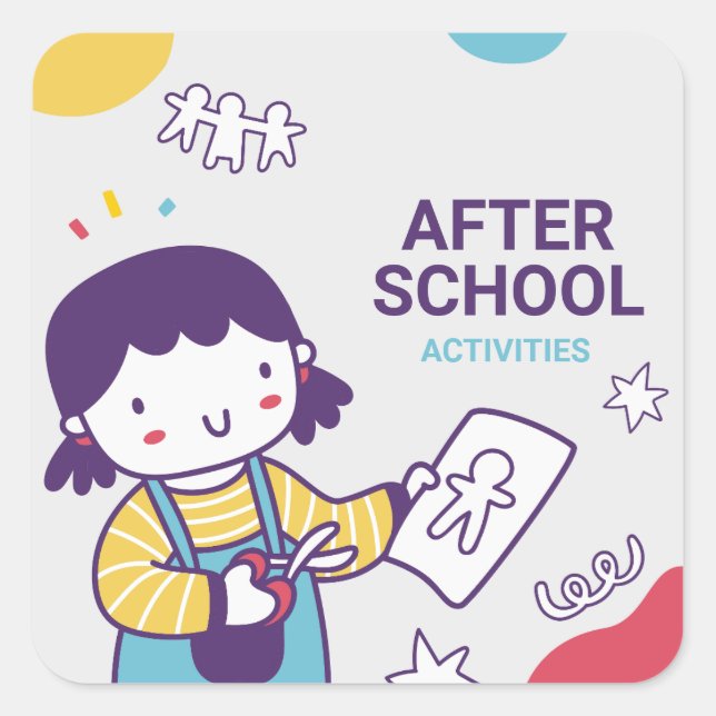 After School Activities Labels, Back To School  Square Sticker (Front)