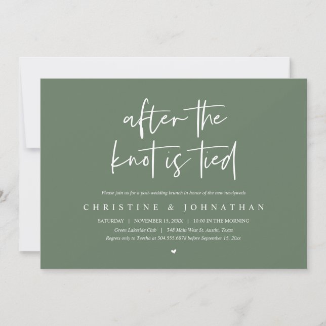 After the knot tied, Elopement Post wedding Brunch Invitation (Front)
