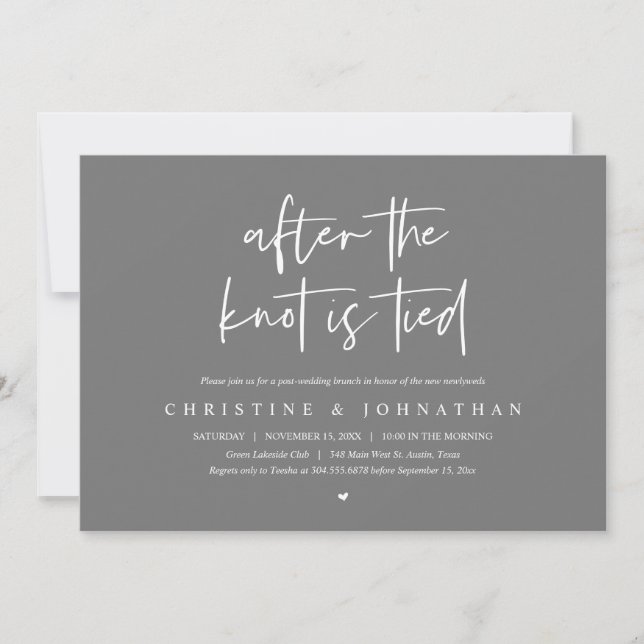 After the knot tied, Elopement Post wedding Brunch Invitation (Front)