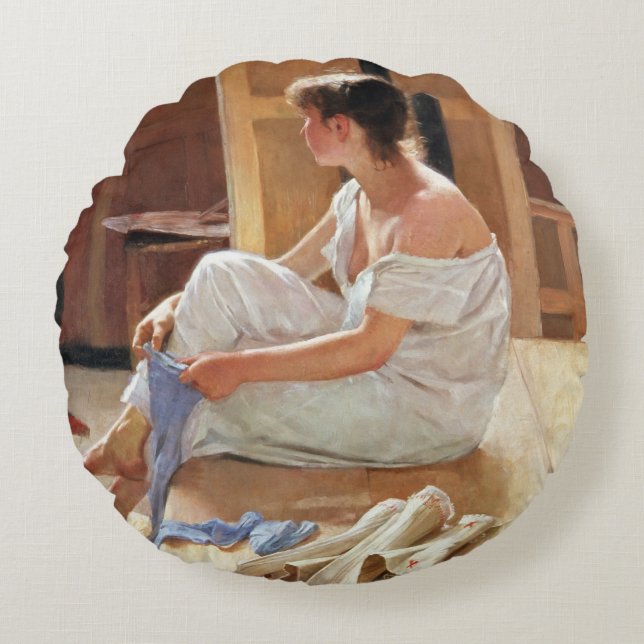 After the Pose, 1884 Round Pillow (Front)