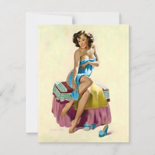 After The Shower Pin-Up Girl Vaughan Alden Bass Holiday Card