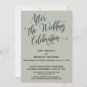 After the Wedding Celebration Elegant Script Sage Invitation